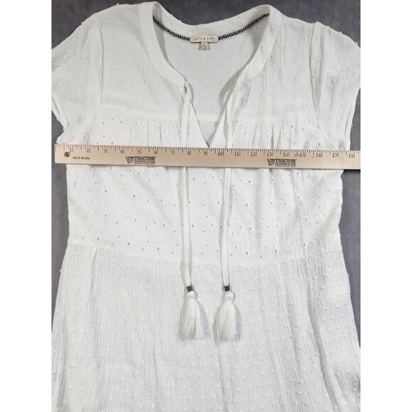 Kate & Sam Dress Womens Size Small S White Boho Hippie Prarie Summer Textured95 - Picture 9 of 16